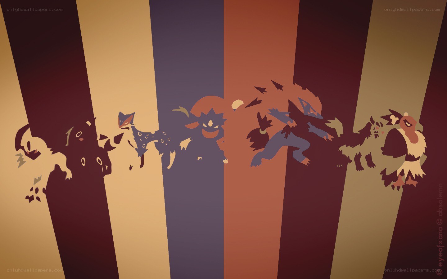 Pokémon silhouettes on stripes