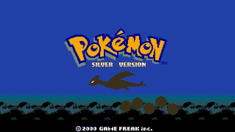 Pokémon Silver Title Screen — Blue, Nostalgic, Pixel Art, Logo