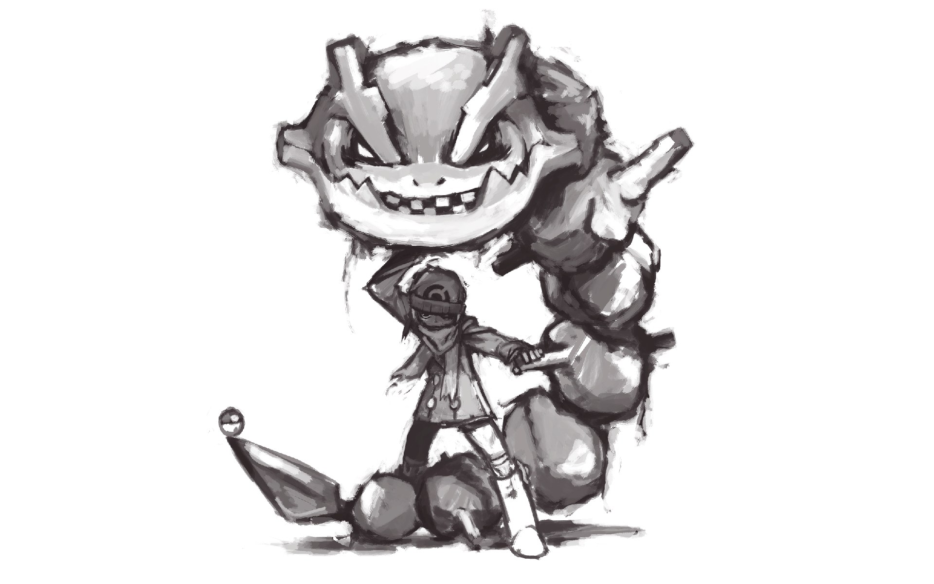 Pokémon sketch with trainer