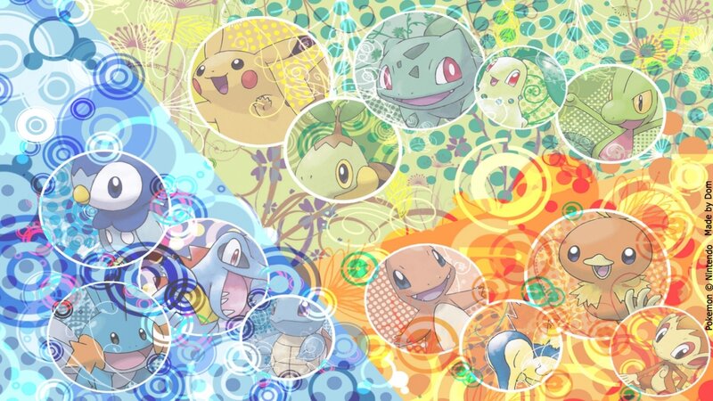 Pokémon starter characters collage