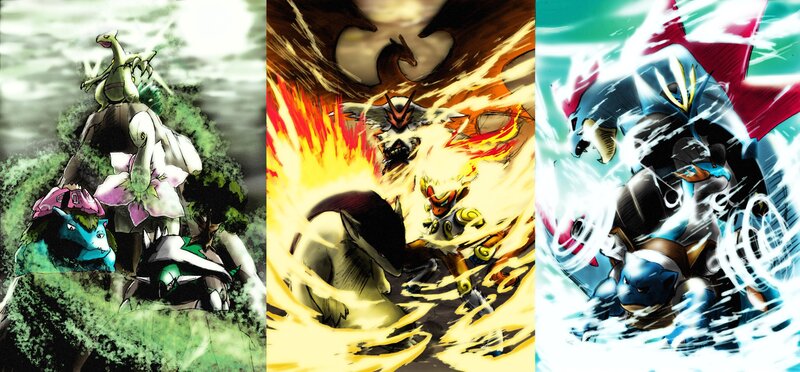 Pokémon starter evolution art