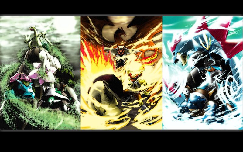 Pokémon starter evolution art