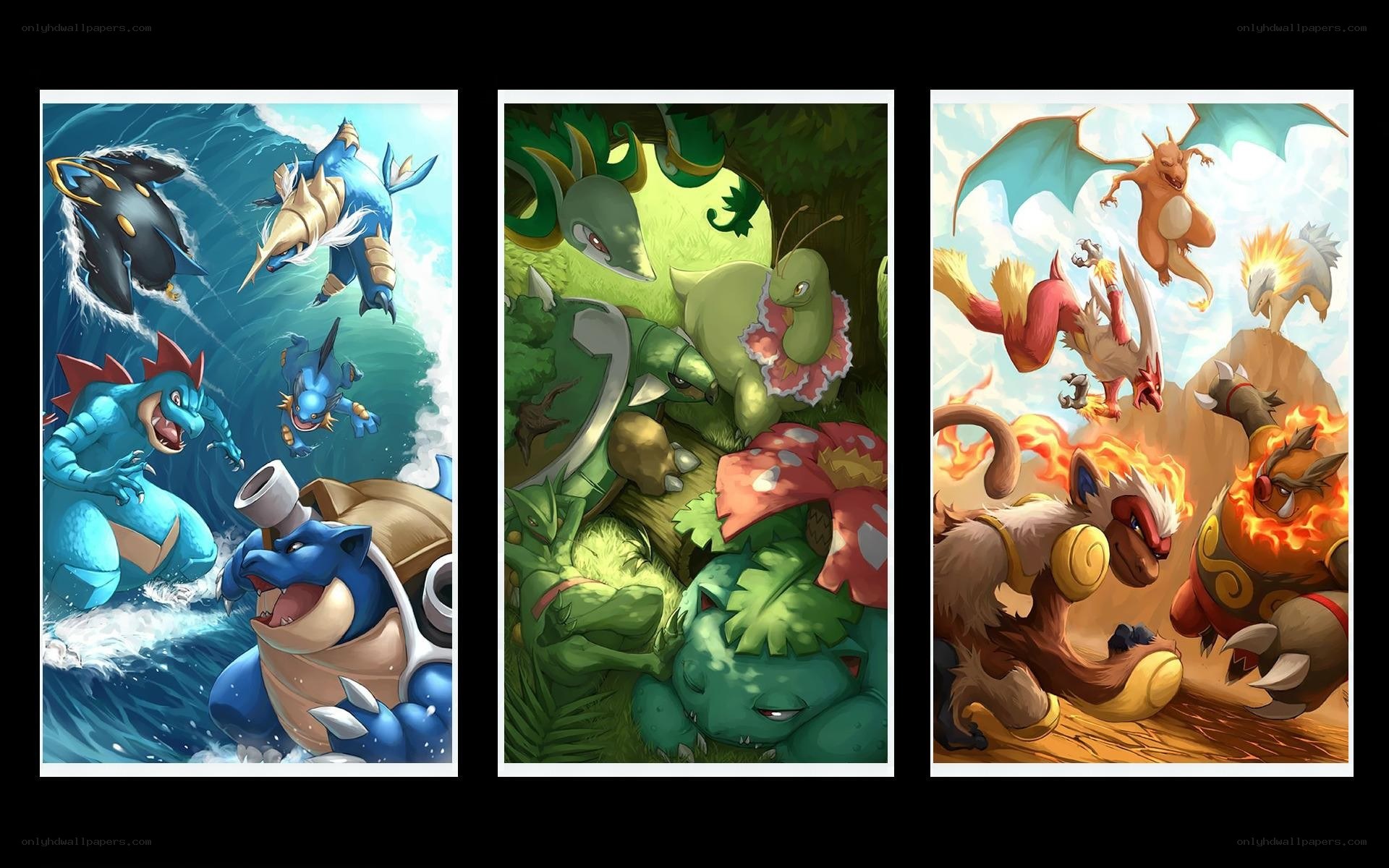 Pokémon starter evolution art