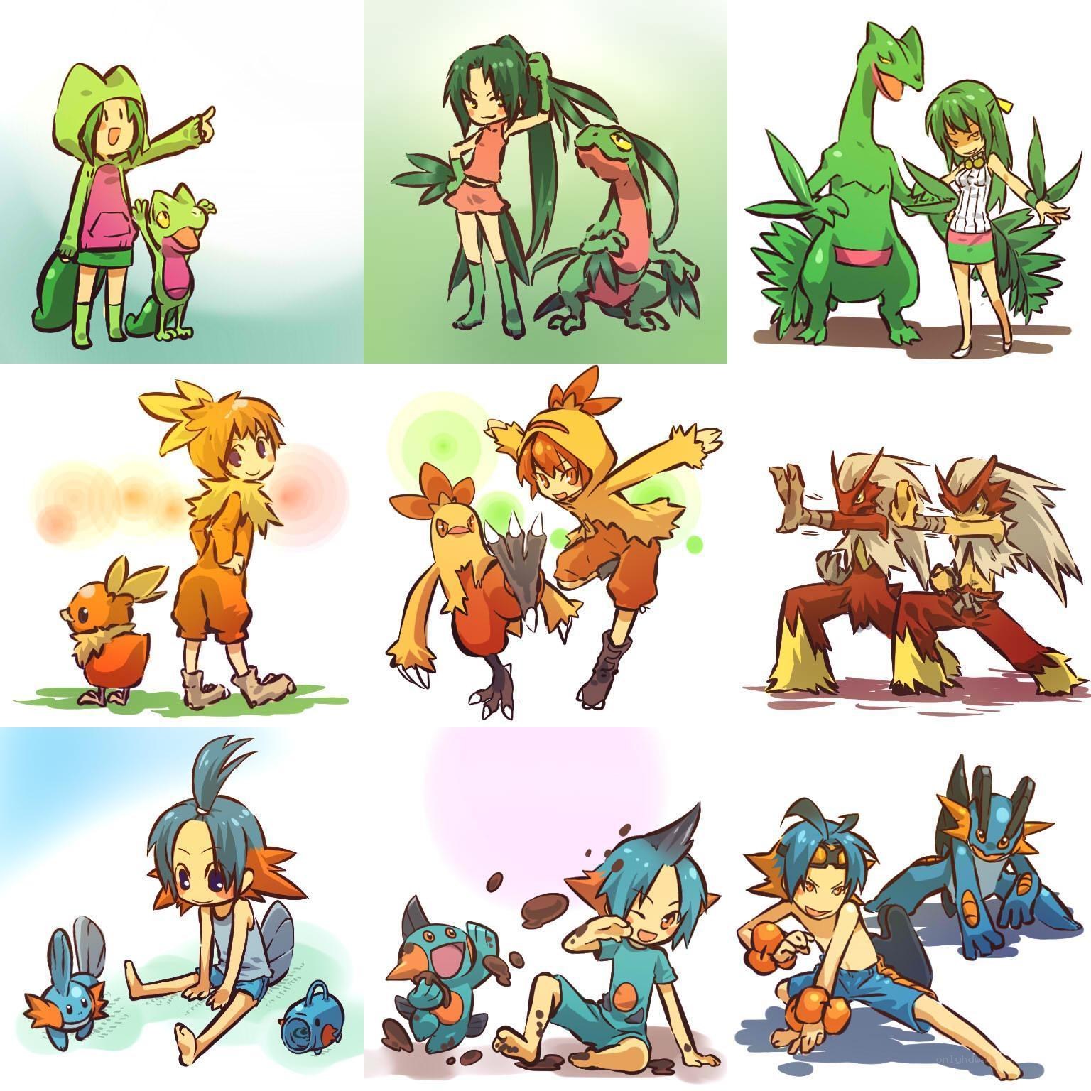 Pokémon starter evolution art