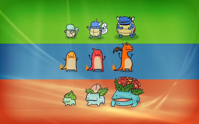 Pokémon Starter Evolution — Green, Playful, Digital Art