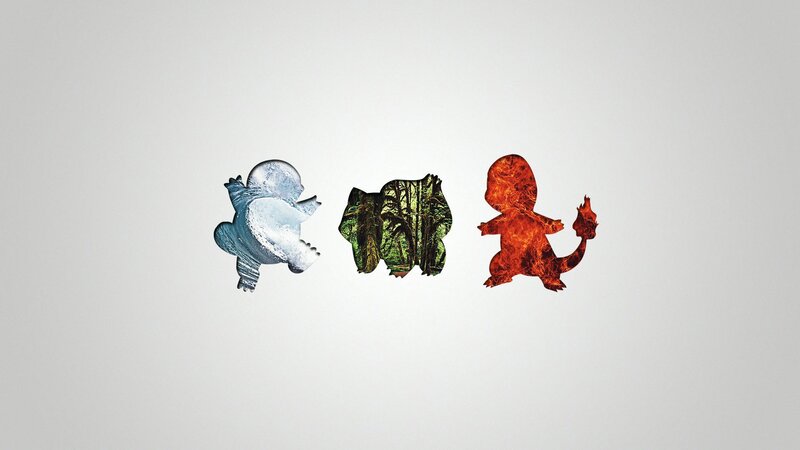 Pokémon starter trio artwork
