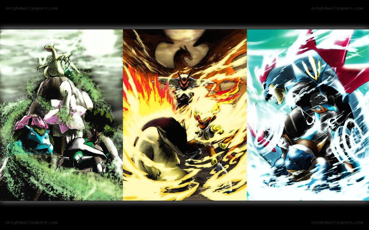 Pokémon starter trio artwork