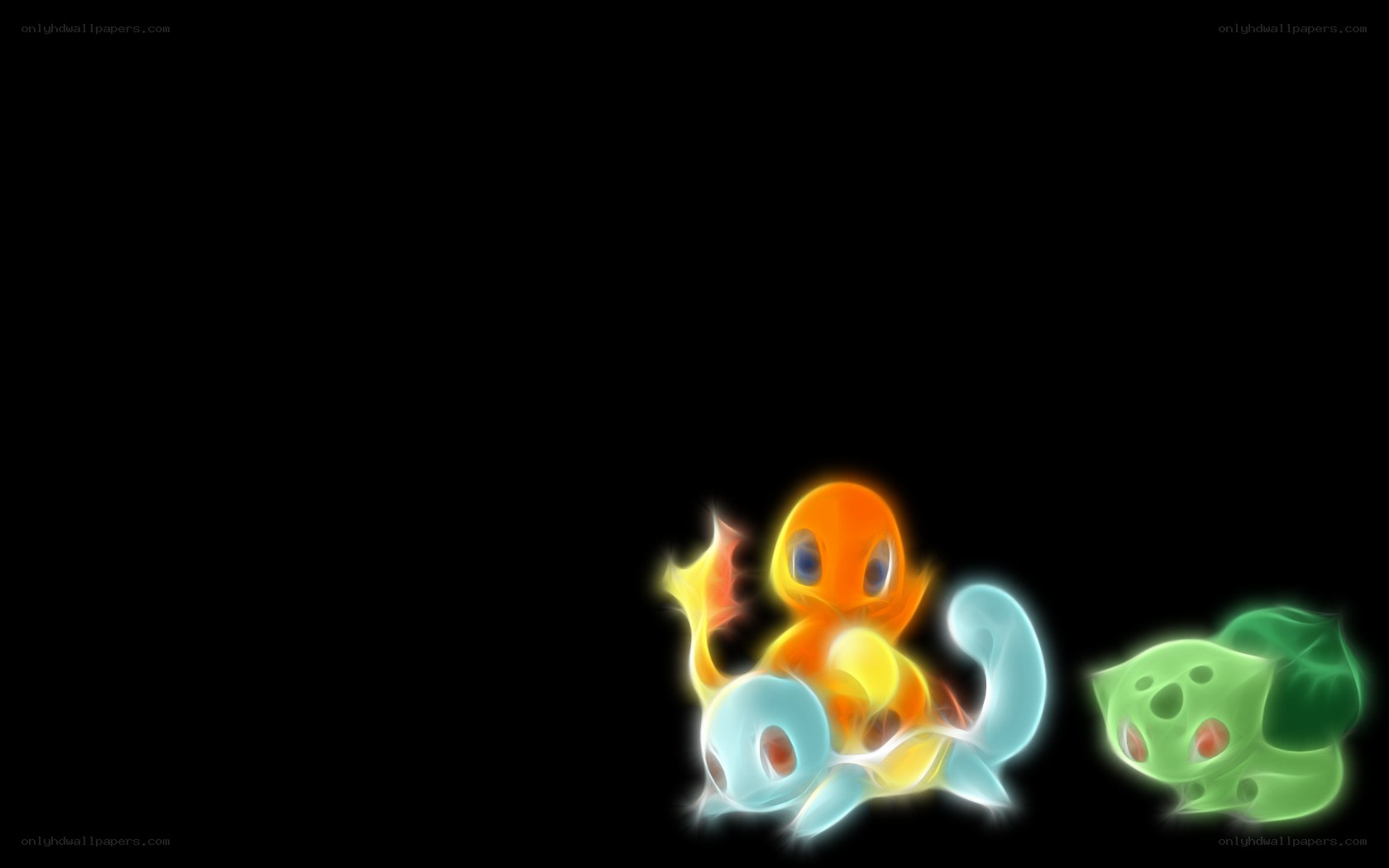 Pokémon starter trio glowing