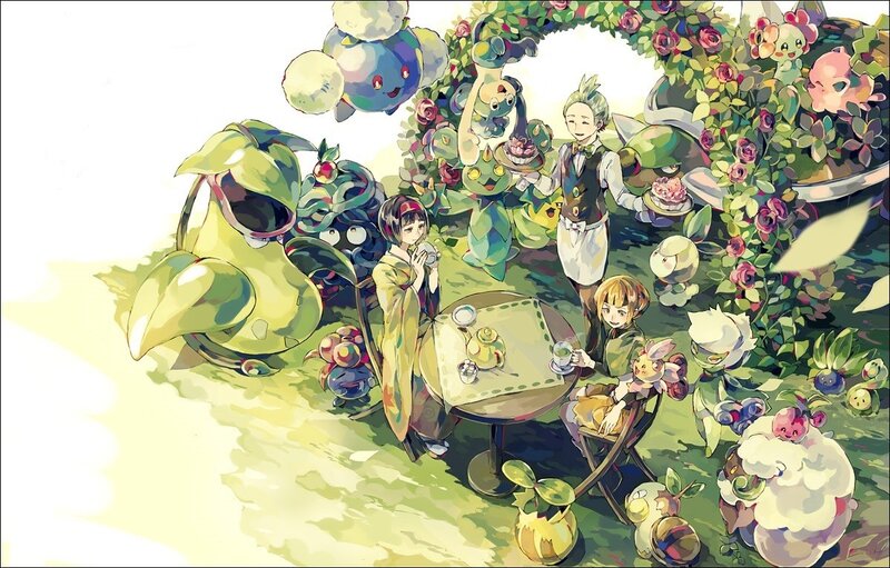 Pokémon tea party in garden
