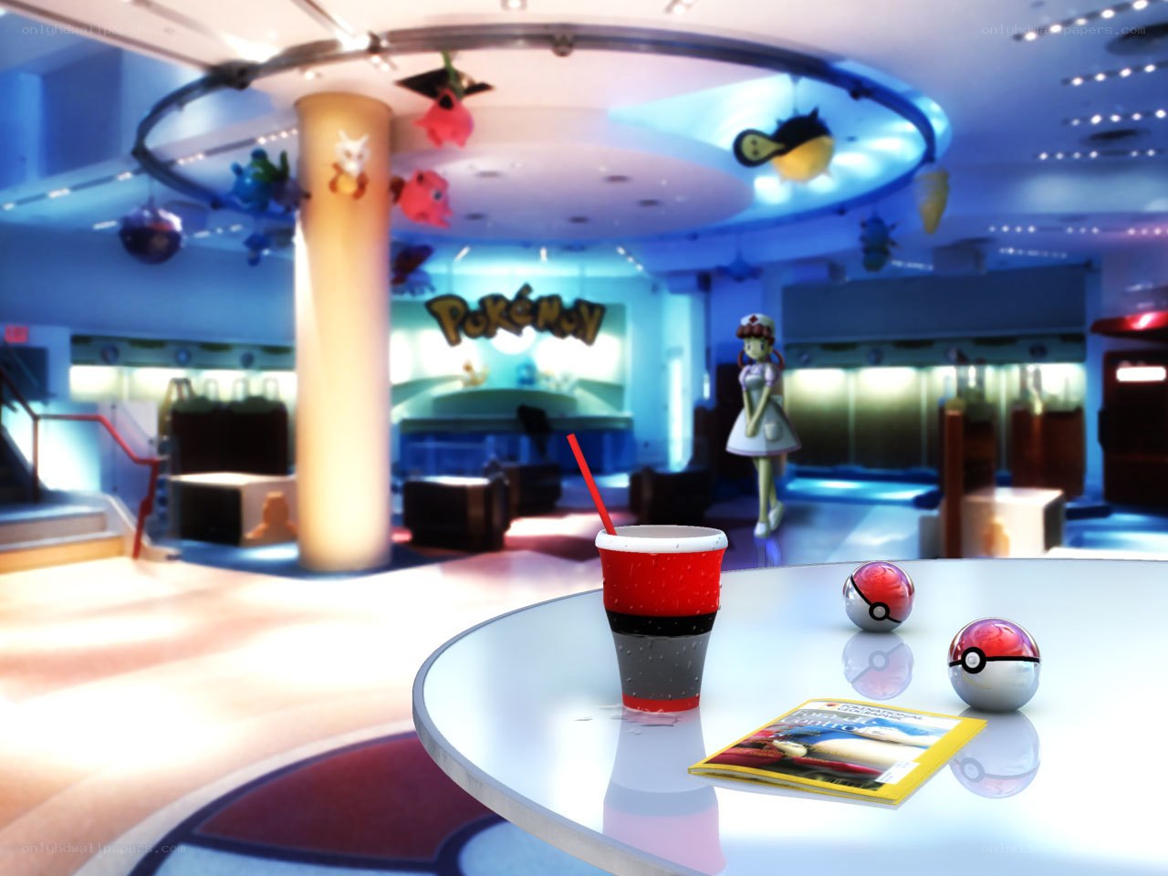 Pokémon-themed cafe interior