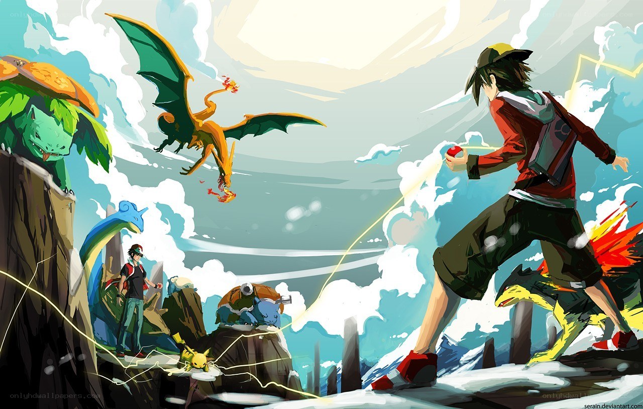 Pokémon trainer battle scene