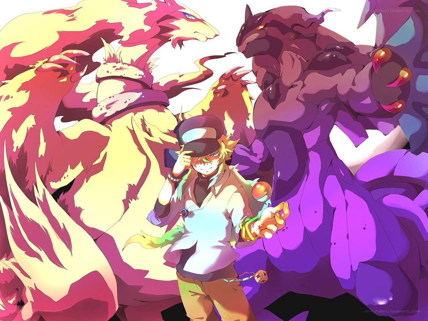 Pokémon trainer with legendary beasts