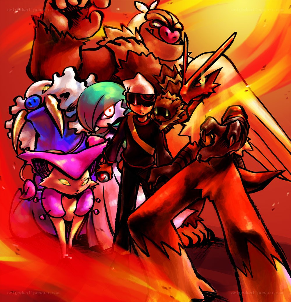 Pokémon trainer with team