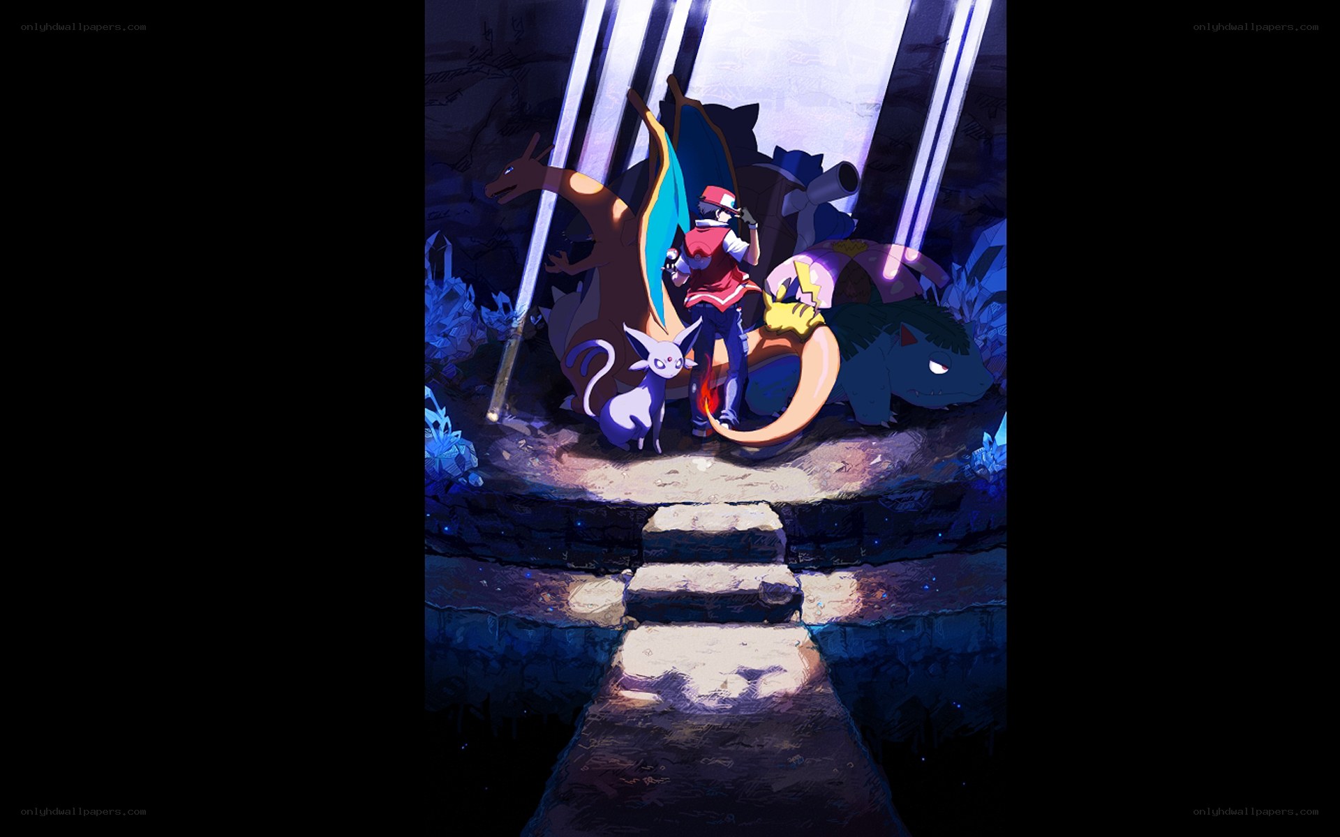 Pokémon trainer with team