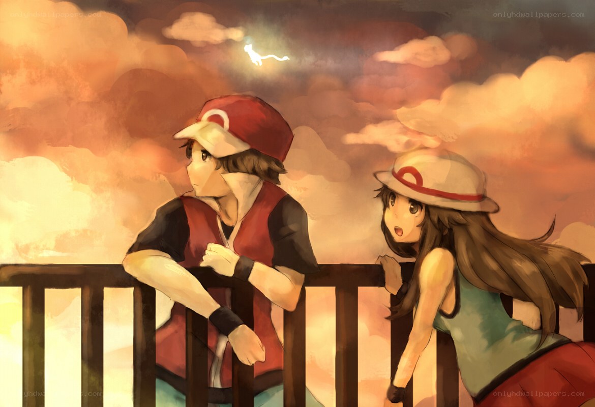 Pokémon trainers at sunset