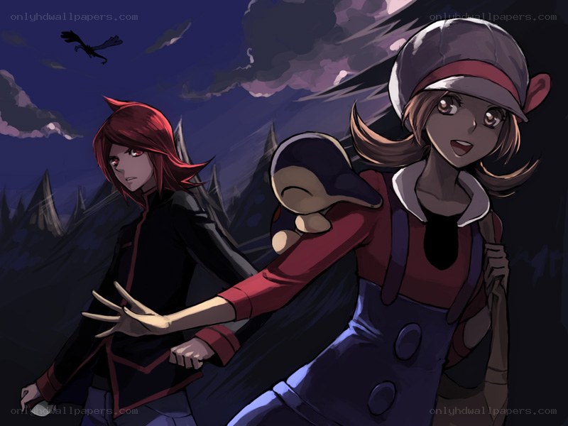 Pokémon trainers in a storm