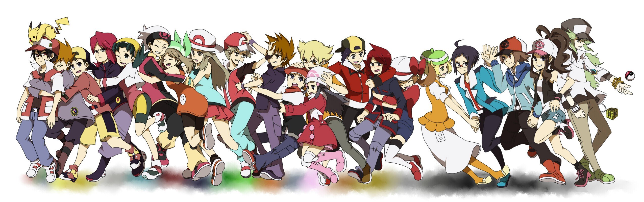 Pokémon trainers in action