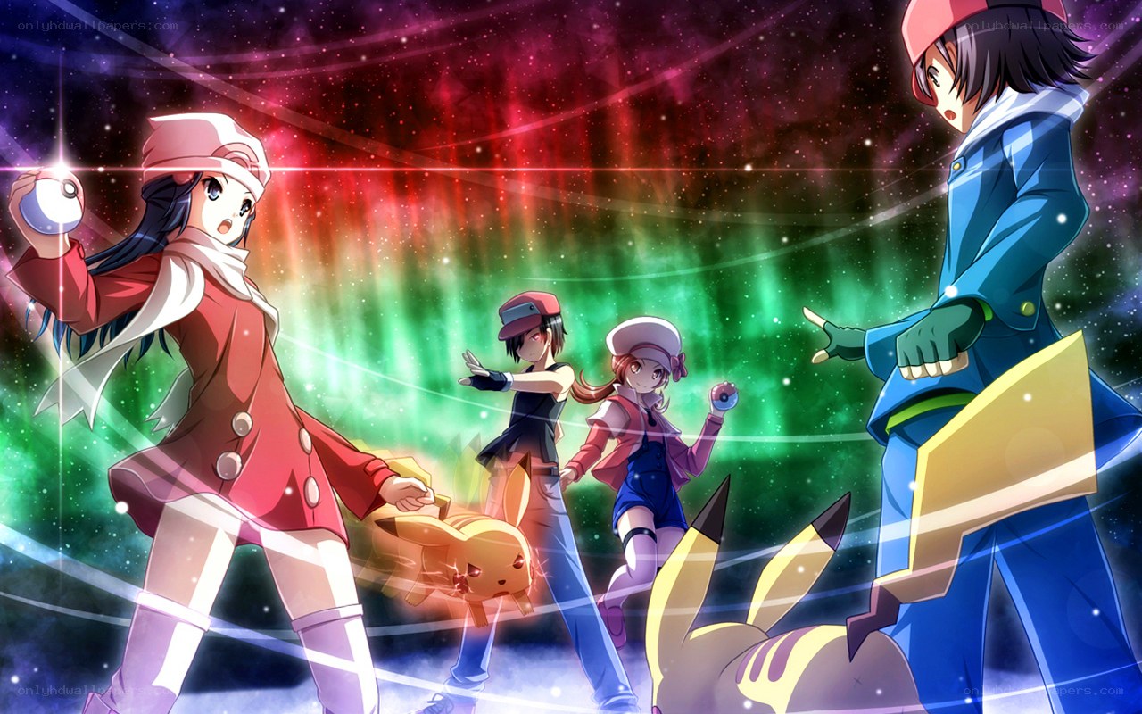 Pokémon trainers in action