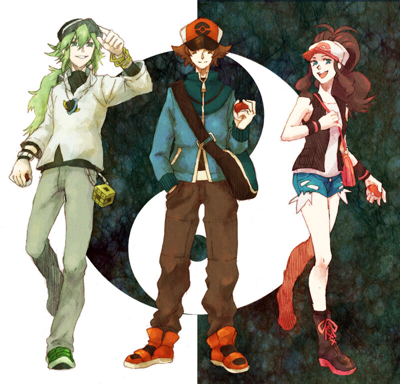 Pokémon trainers in art style