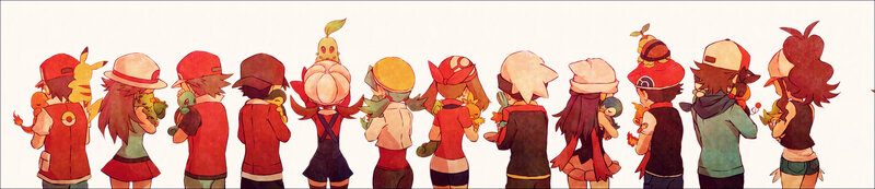 Pokémon Trainers in Line