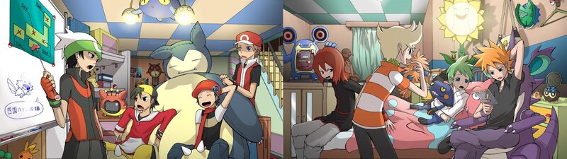Pokémon trainers in their rooms