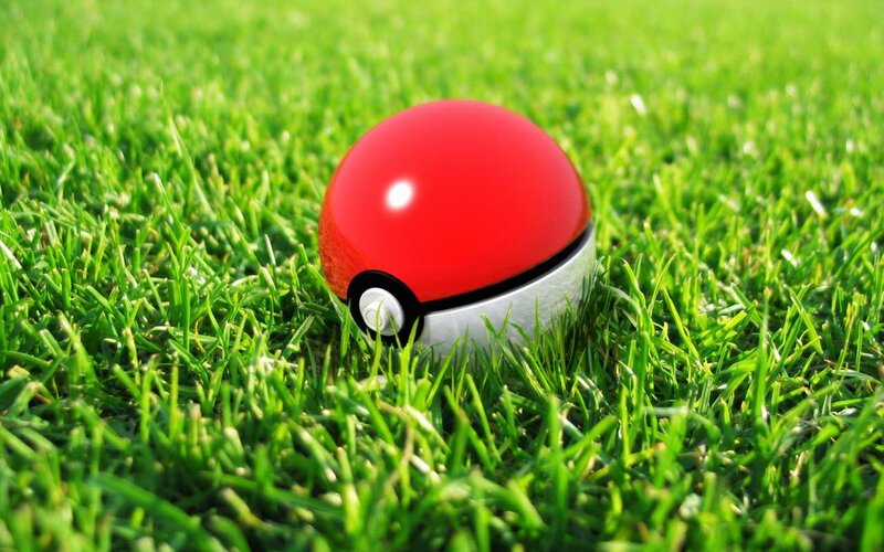 Pokeball on Grass — Green, Serene