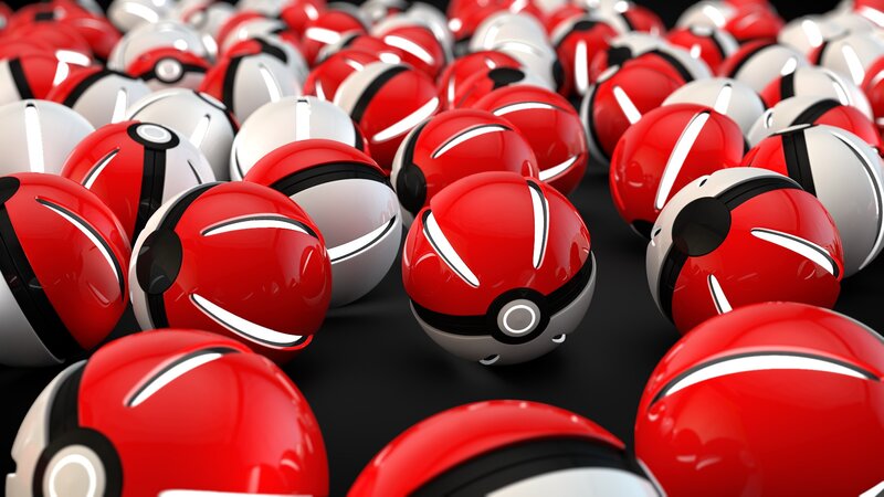 Pokeballs on Black Surface