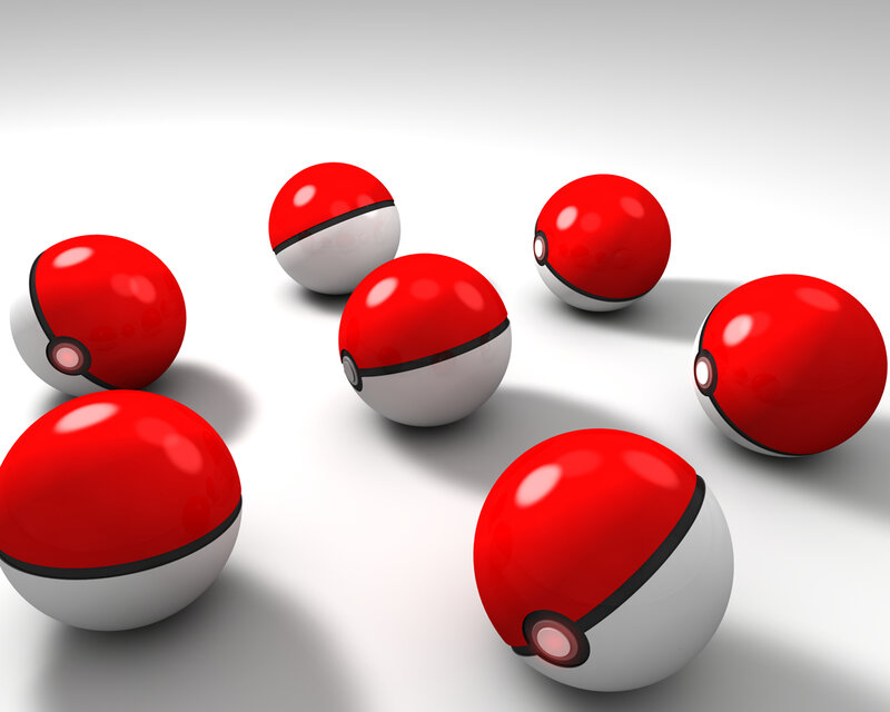 Pokeballs on white surface