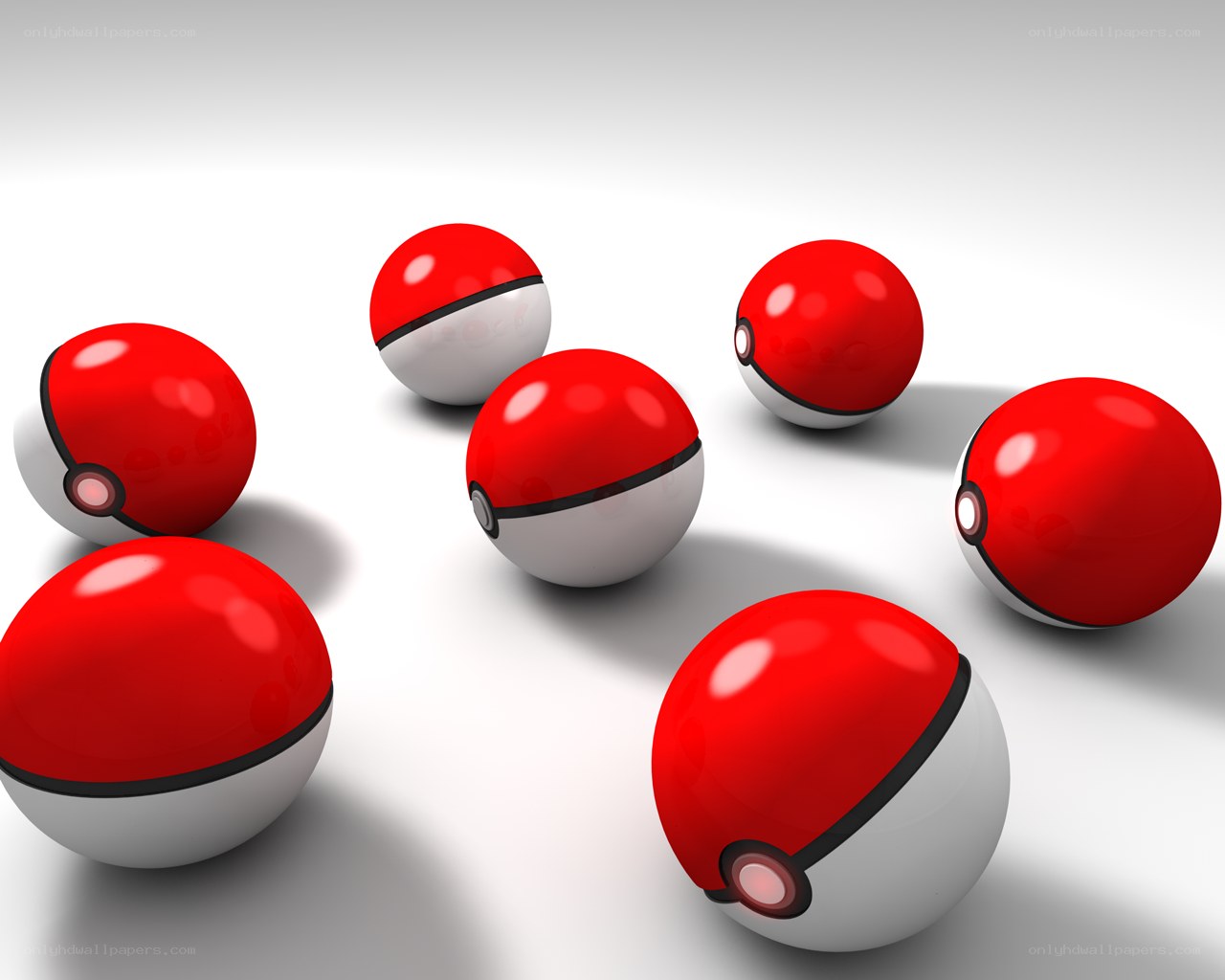 Pokeballs on white surface