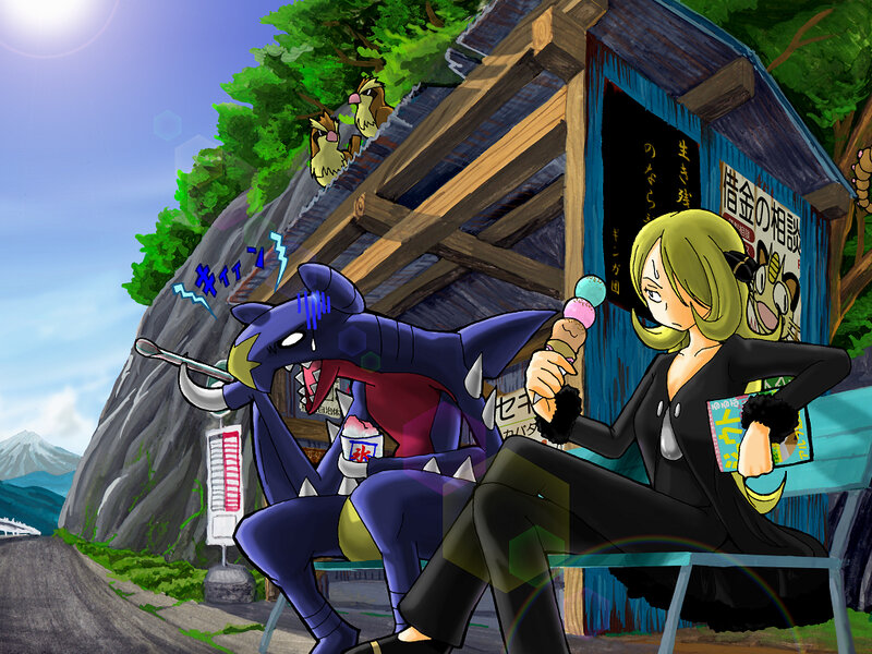 Pokemon characters eating ice cream