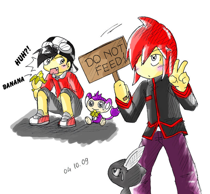 Pokemon characters with sign