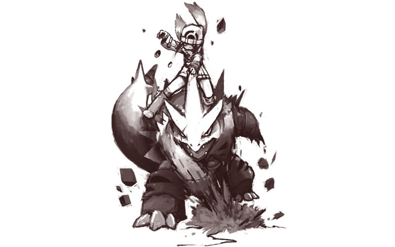 pokemon rider on a powerful beast