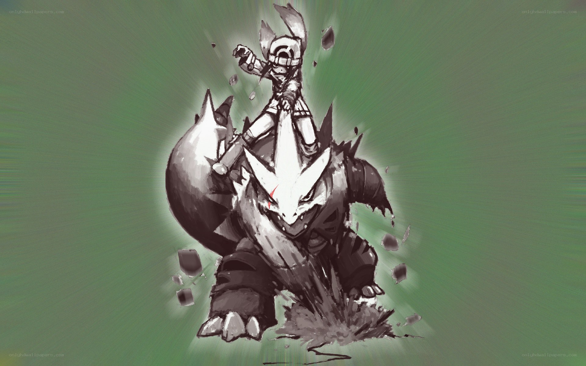 pokemon rider on a powerful creature