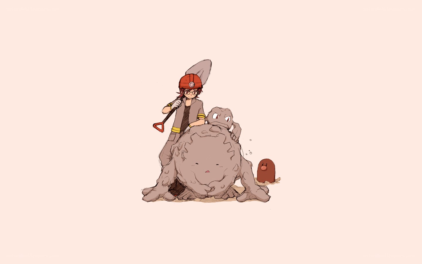 Pokemon trainer with Diglett and Geodude
