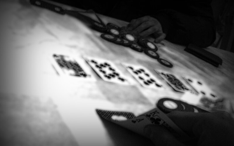 Poker Cards and Chips — Black, Dramatic
