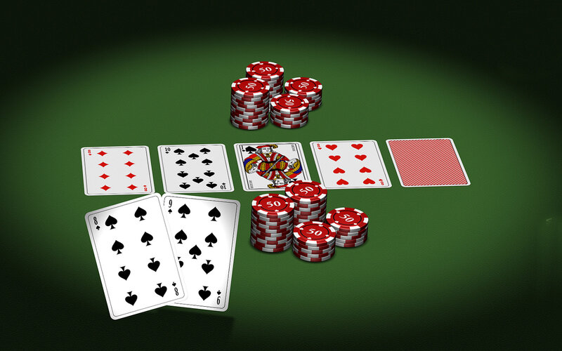 Poker Cards and Chips — Green, Neutral