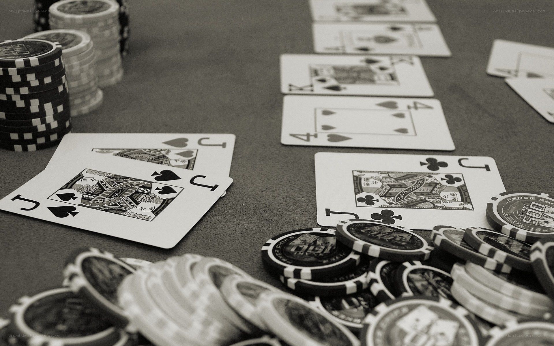 Poker cards and chips on table