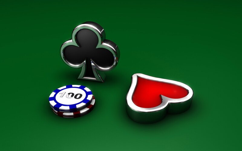 Poker Chips and Card Suits — Green, Neutral