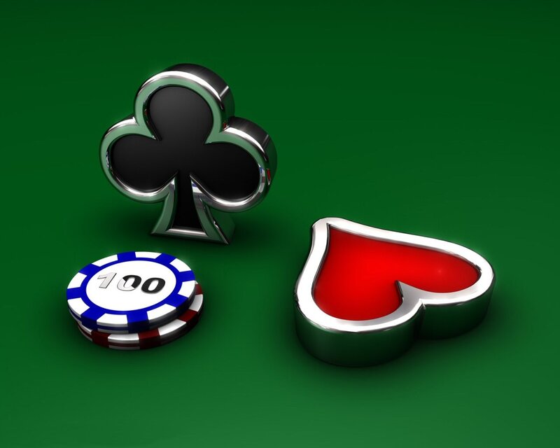 Poker Chips and Cards — Green, Neutral