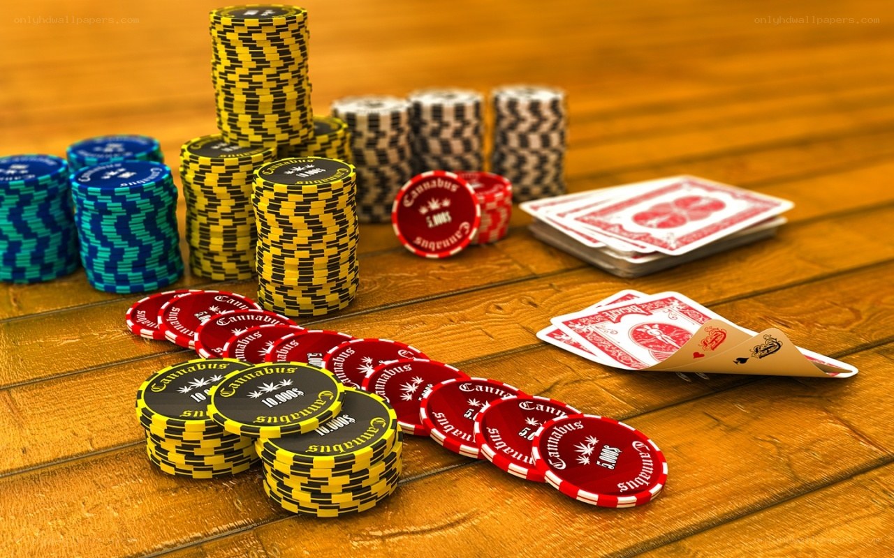 Poker chips and cards on table
