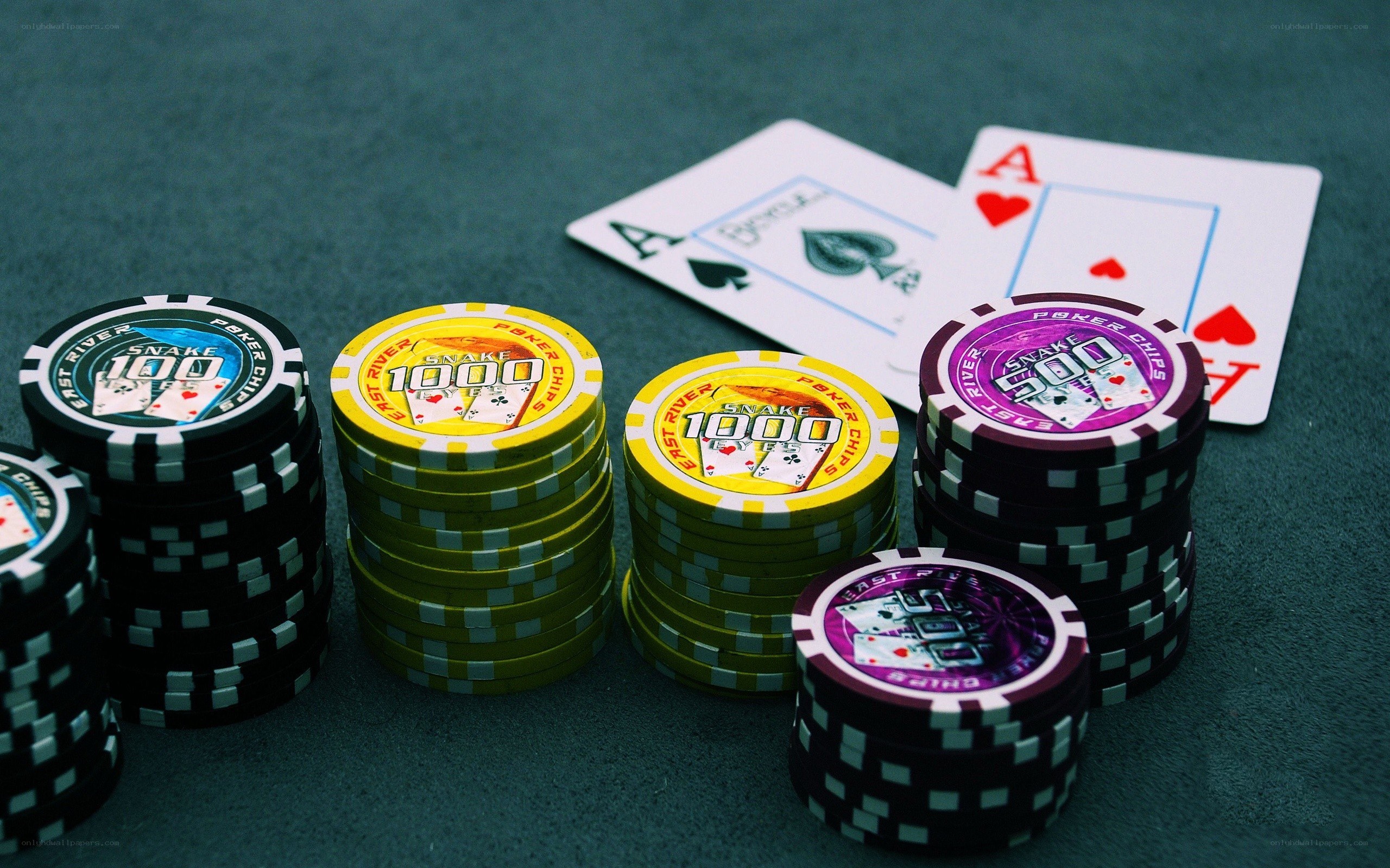 poker chips and cards on table