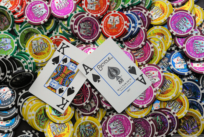 Poker Chips and Cards — White