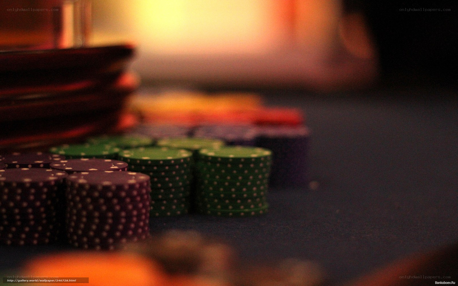 Poker chips on a table