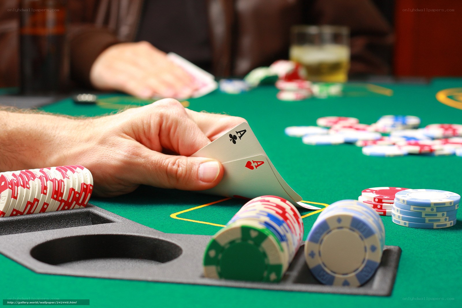 Poker game with cards and chips