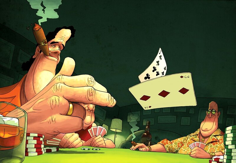 Poker game with cigars and cards