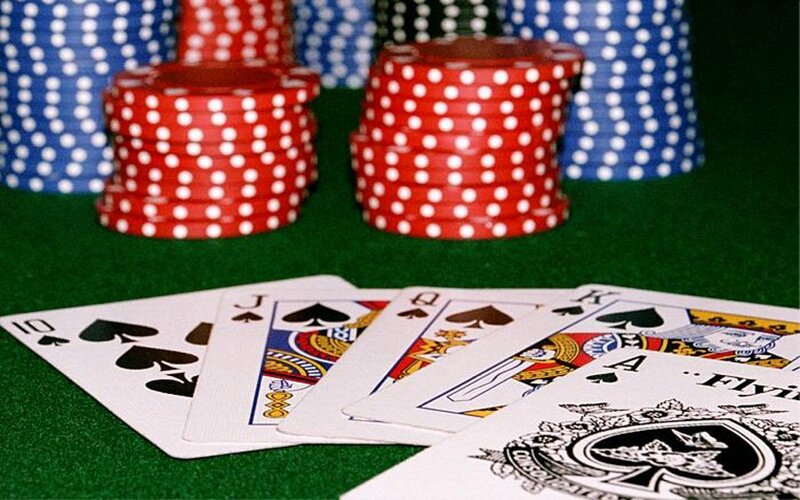 Poker Hand on Green Felt