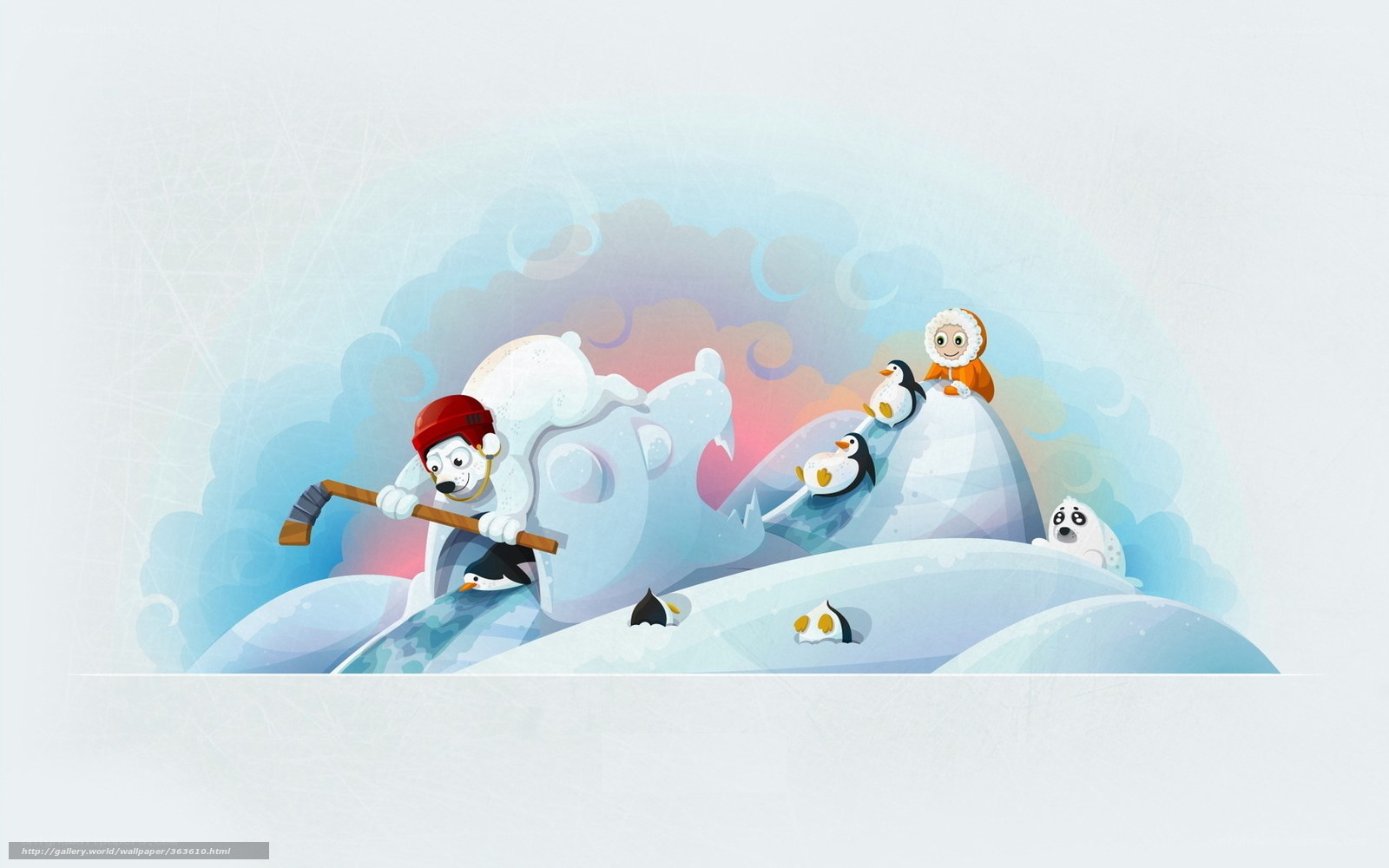 Polar animals playing hockey