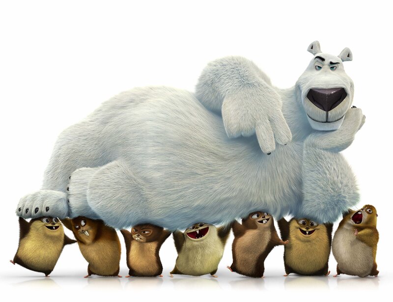 Polar bear and beavers team up