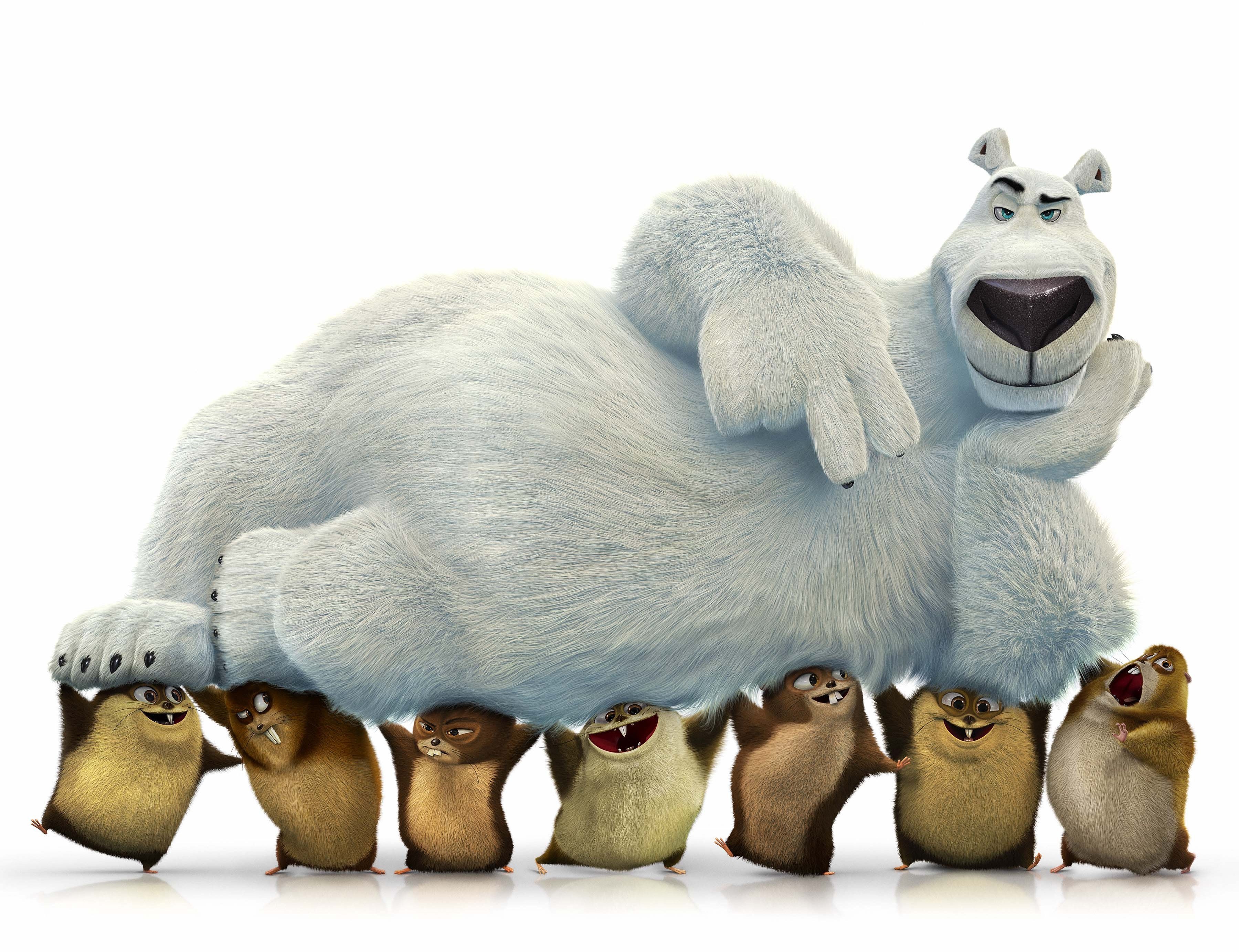 Polar bear and beavers team up
