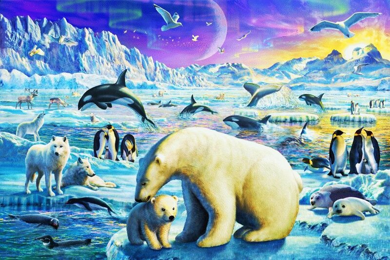 Polar Bear and Cub — Blue, Fantastical